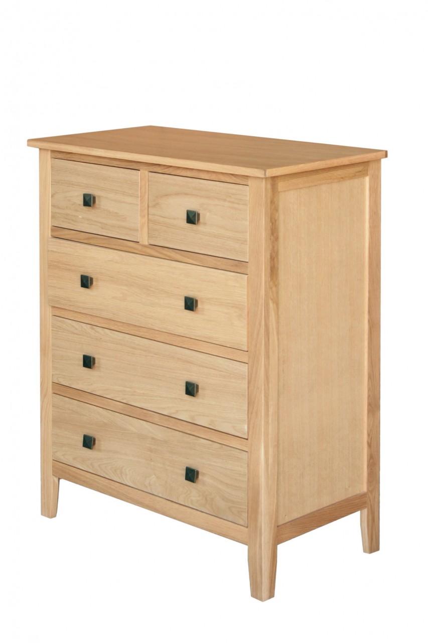 Avignon Solid Oak 2 over 3 Chest Of Drawers - Click Image to Close